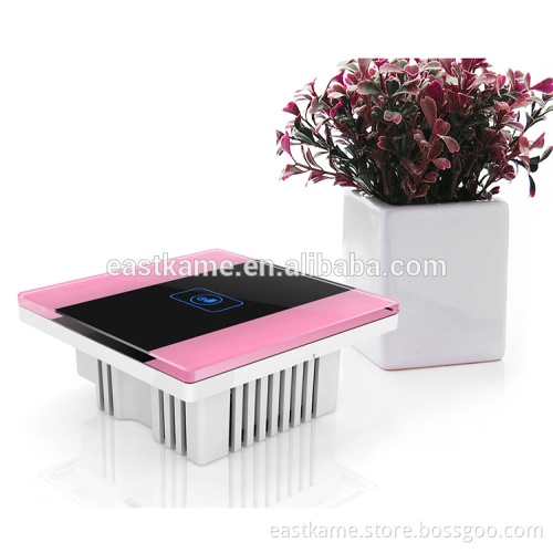 Pink 1Gang Crystal Glass Panel 433MHZ WIFI Smart Led Light Wall Remote Switch